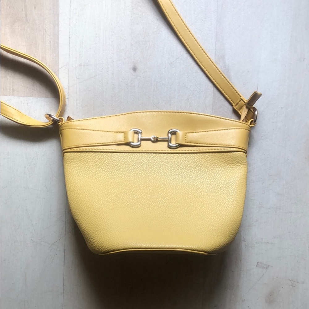 Blush Yellow Crossbody Bag with Horsebit Detail